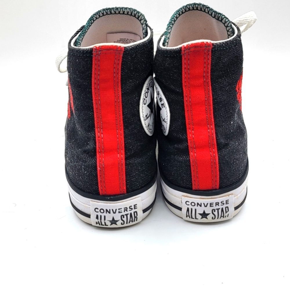 Converse ALL STAR Black High-Top Sneakers w/ Red Rose‎ SIZE 7.5 W; 5.5 M. #1459 - Picture 5 of 8